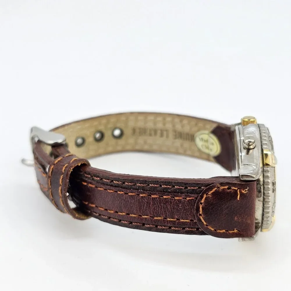 34MM Watch Women Question Mark Dial Brown Leather Bands Up to 6